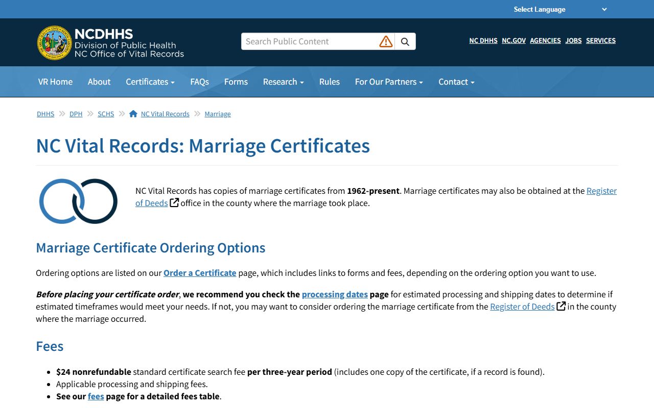 Alamance County Clerk of Superior Court marriage certificate distinction