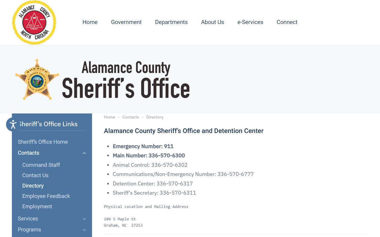 Alamance County arrest records and court charges Sheriff contacts and court directory