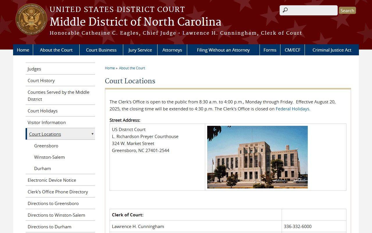 Alamance County court dockets Middle District court locations