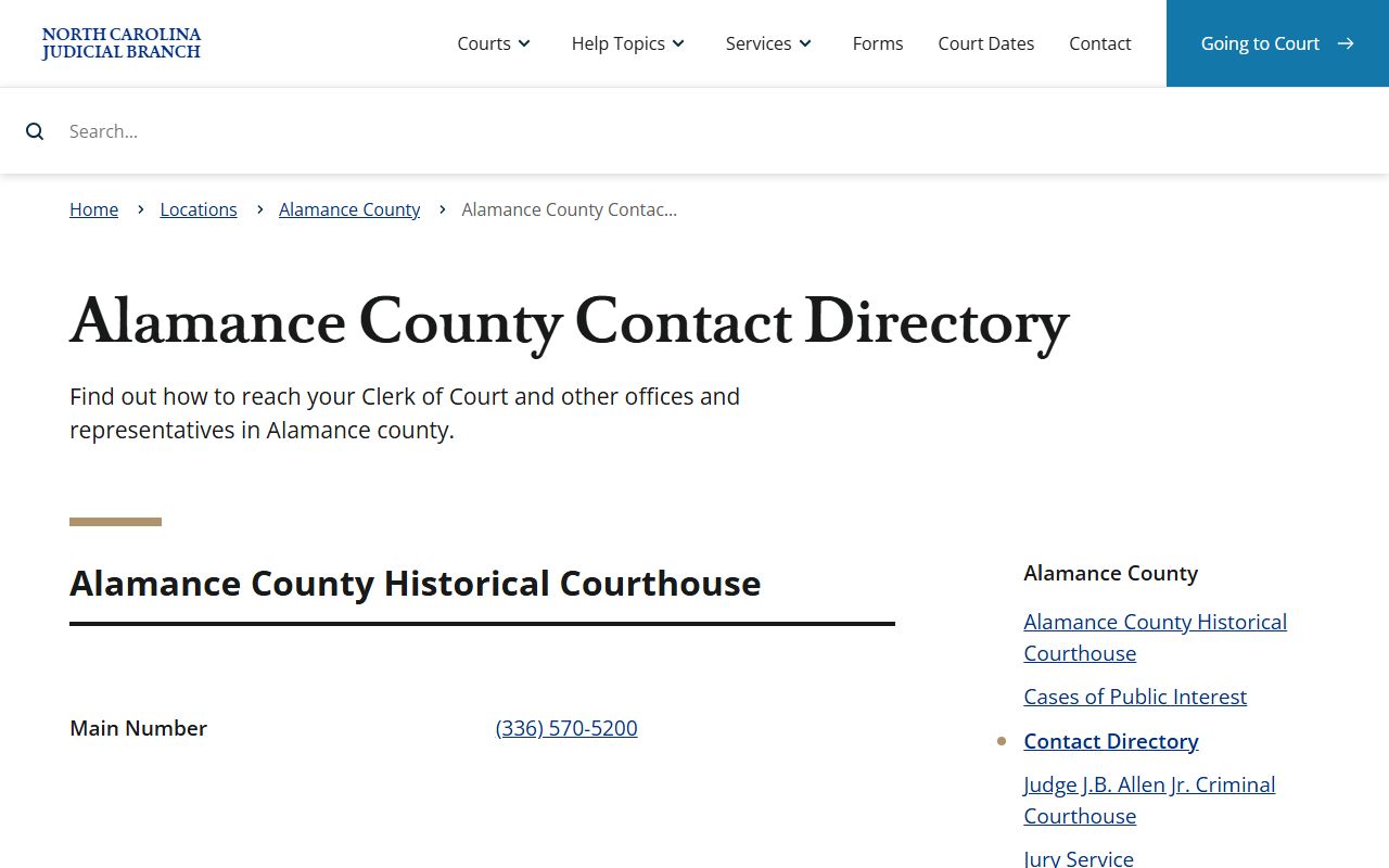 Alamance County court records court contact directory
