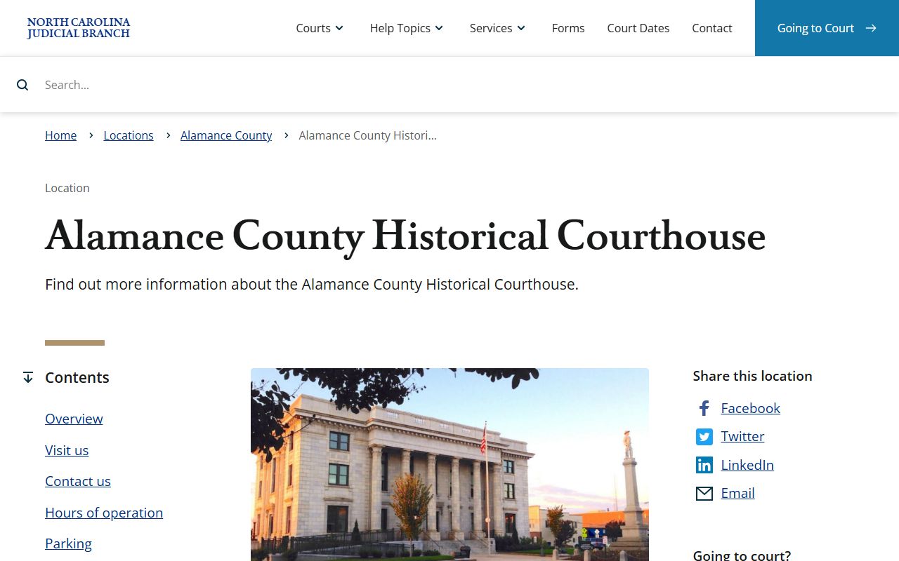 Alamance County court records Historical Courthouse page