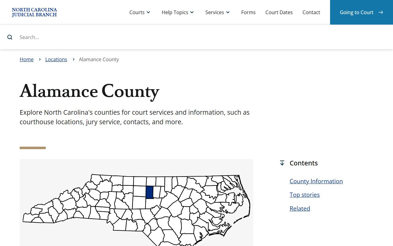 Alamance County court records Judicial Branch location page