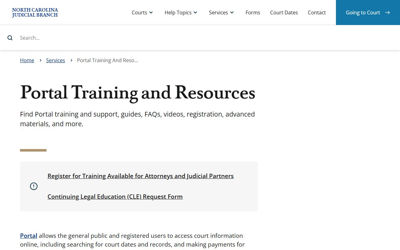 Alamance County court records Portal training and resources page