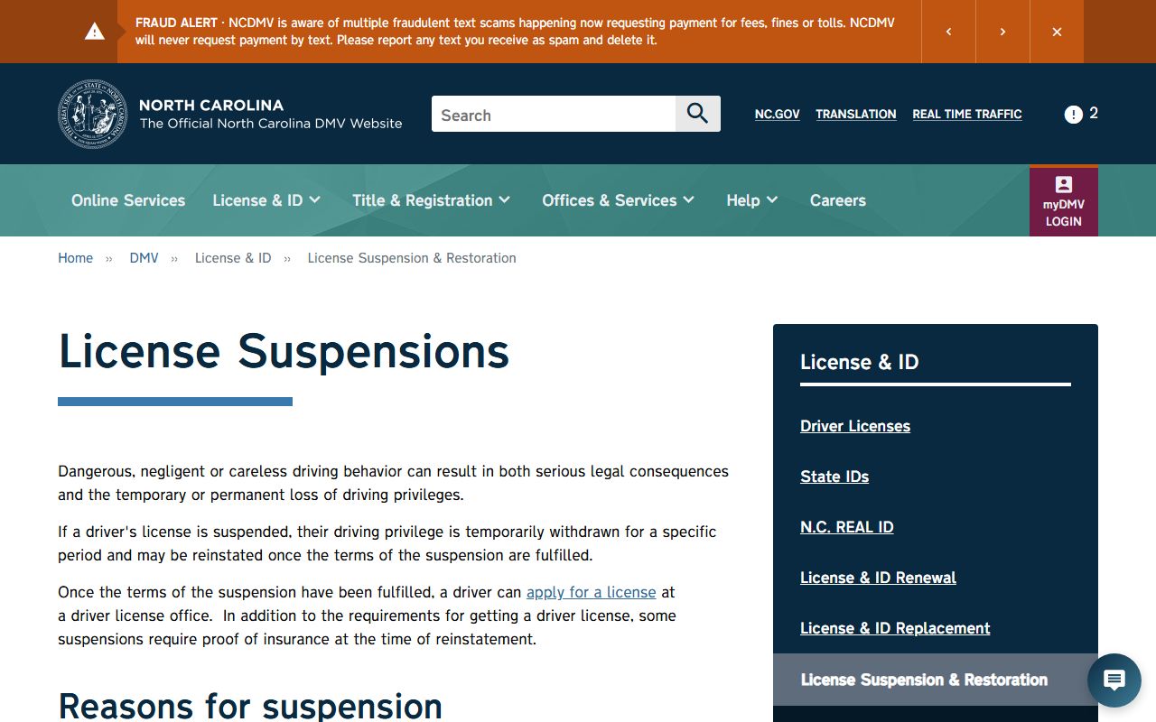 Alamance County traffic court records NCDMV suspension information