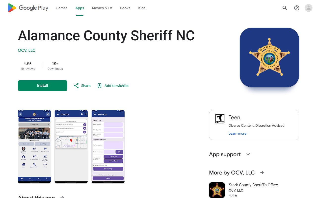 Alamance County warrant records Sheriff app Google Play source
