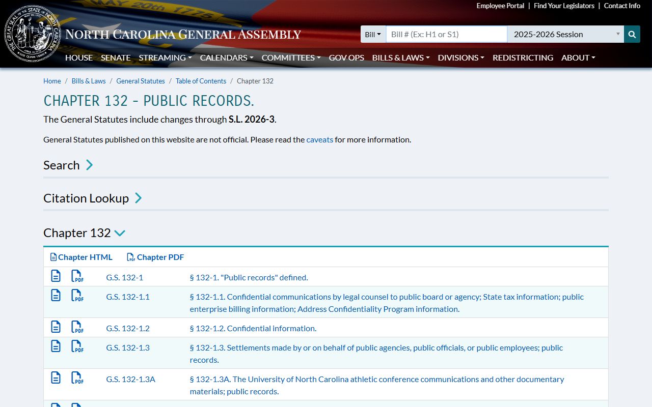 Alamance County warrant records Chapter 132 public records source