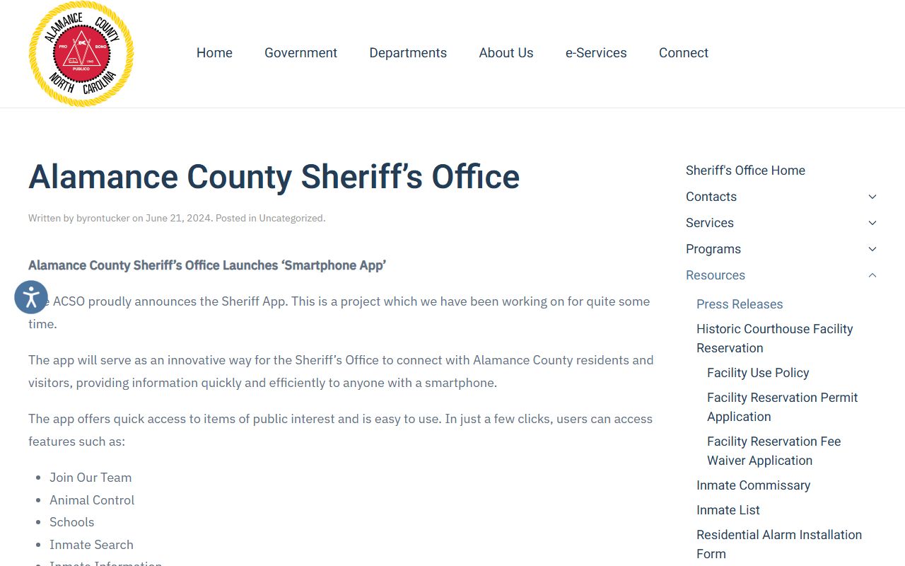 Alamance County warrant search Sheriff mobile app announcement